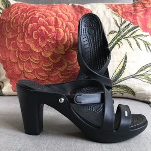 Black Crocs Cyprus Heels EUC 8